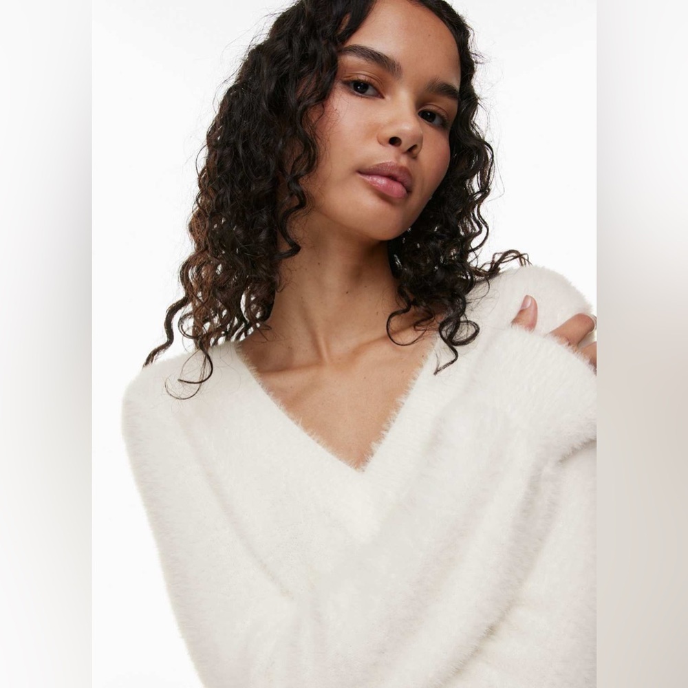 Women's Soft White V-Neck Sweater